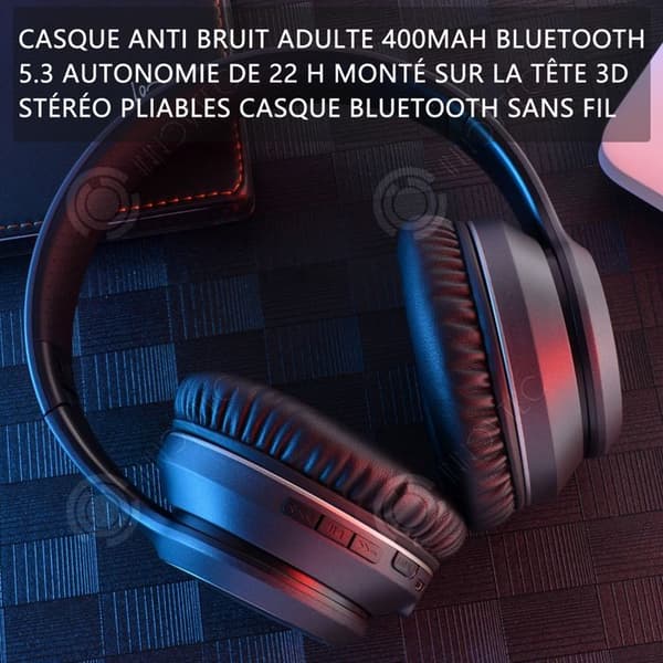 INN Brusreducerande hörlurar för vuxna 400 mah Bluetooth 5.3 22-timmars batteritid Huvudmonterade 3D stereo hopfällbara trådlösa Bluetooth-hörlurar