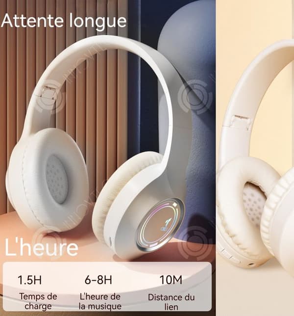 INN Bluetooth-hörlurar Lättvikts hopfällbar svamp Brusreducering Stereo trådlös Bluetooth 5.2 Over-Ear hörlurar