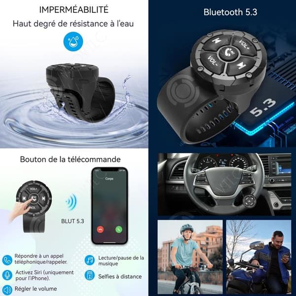 INN Bluetooth Fjärrkontroll 47mm +120mm Innerdiameter Rattknapp Bil Mobiltelefonkontroll Trådlös fjärrkontroll