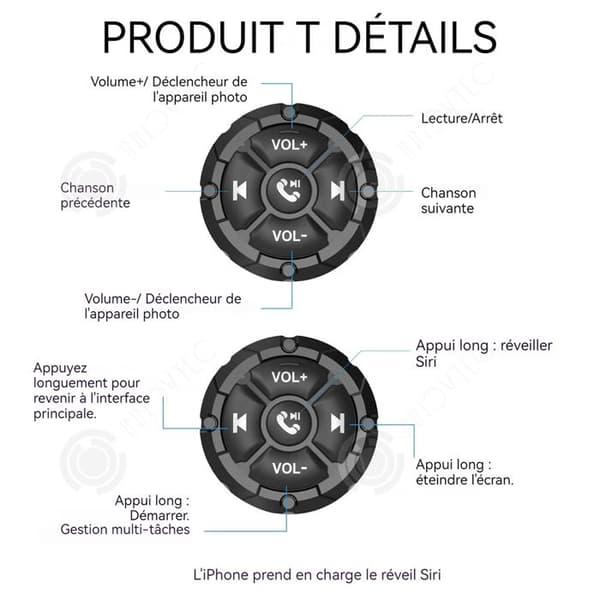 INN Bluetooth Fjärrkontroll 47mm +120mm Innerdiameter Rattknapp Bil Mobiltelefonkontroll Trådlös fjärrkontroll