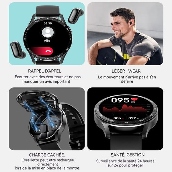 INN Smartwatch 46,2 x 54,7 mm ansluten klocka rörelsedetektering bluetooth sportklocka bluetooth headset 2 i 1