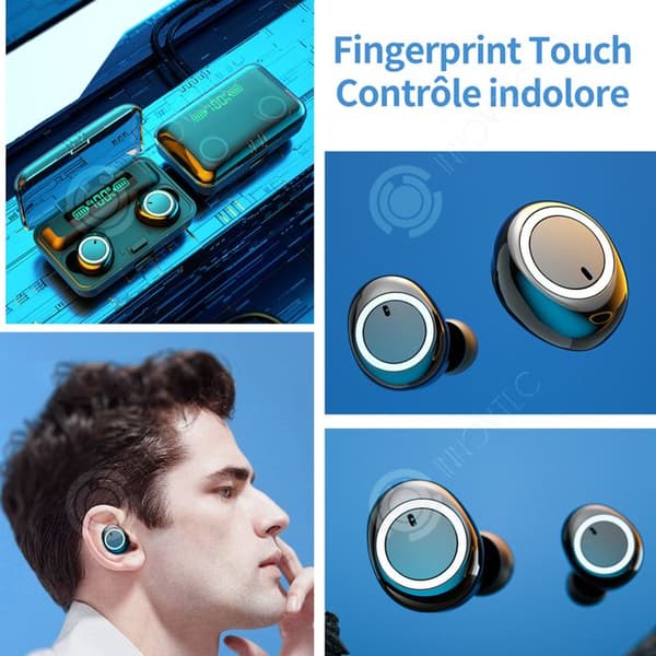 INN Trådlösa Bluetooth-hörlurar 2800mah Bluetooth 5.1 LED Digital skärm Fingeravtryck Touch Control Brusreducering