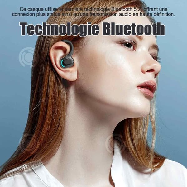 INN Trådlösa Bluetooth-hörlurar 75 mah Bluetooth 5.2 Ear Clip Digital pekskärm Fingeravtryck brusreducering