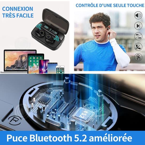 INN Trådlösa Bluetooth-hörlurar 2000mah Bluetooth 5.2 LED Digital skärm Fingeravtryck Touch Control Brusreducering