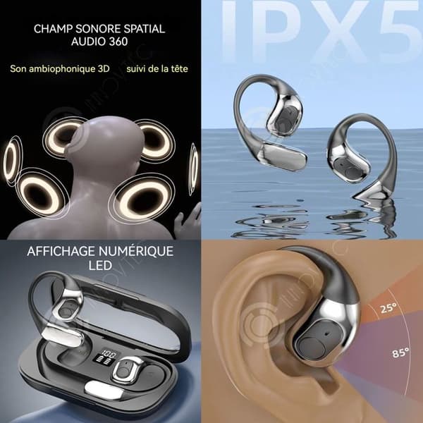INN Bone conduction hörlurar IPX5 svart 400mA bluetooth 5.4 vattentät bluetooth hörlurar bluetooth trådlöst trådlöst bluetooth headset