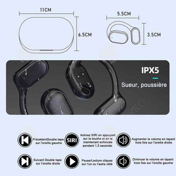 INN Trådlösa Bluetooth-hörlurar 5.3 LED Power Display IPX5 Vattentät och Dammtät Stabil Bär Svart
