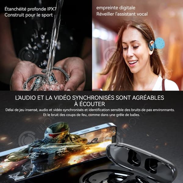 INN Trådlösa Bluetooth-hörlurar 5.3 LED Power Display IPX7 Smart Touch Hög ljudkvalitet Stereo Gaming Headset Nej