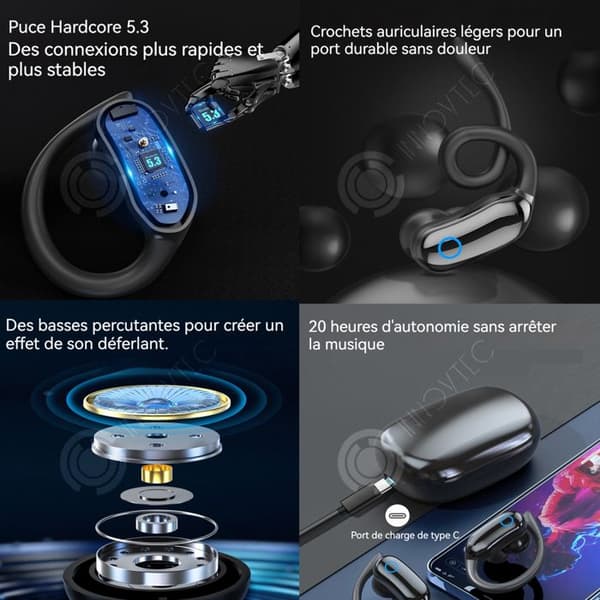INN Trådlösa Bluetooth-hörlurar 5.3 LED Power Display IPX7 Smart Touch Hög ljudkvalitet Stereo Gaming Headset Nej
