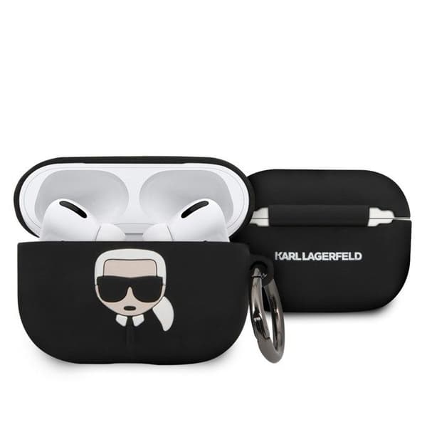 Silikonfodral - KARL - AirPods Pro - Svart - Skydd - Karbinhake ingår