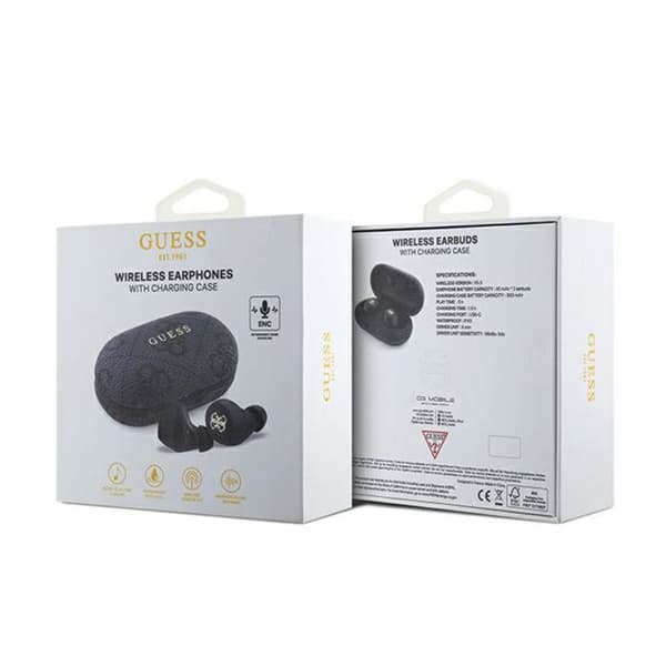 Guess 4G metalllogotyp - TWS ENC Bluetooth-headset + laddningsfodral (svart)