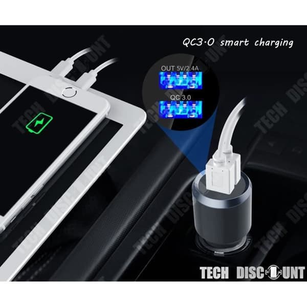 TD® Bluetooth biladapter / kraftfull enhet Spela musik Videosamtal Cigarettändaruttaget