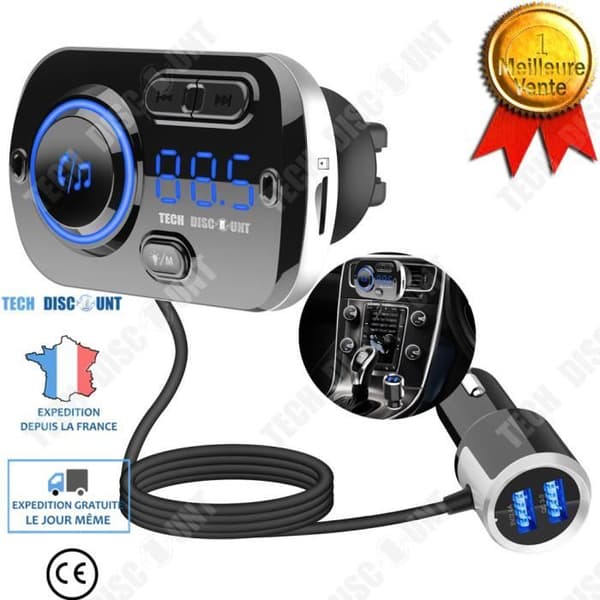 TD® Bluetooth biladapter / kraftfull enhet Spela musik Videosamtal Cigarettändaruttaget