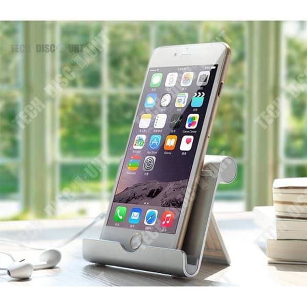 TD® Multi-Positionsfäste i aluminium. Vikbart reseställ. Universellt stöd med justerbar lutning för smartphones. T