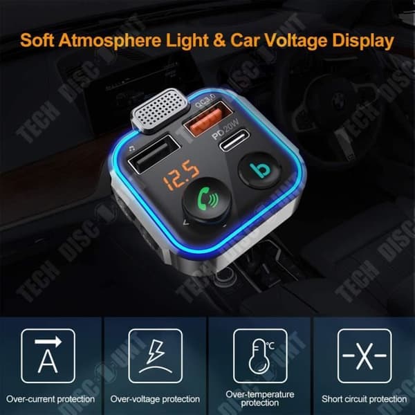 TD® BT23 bil MP3 bluetooth-spelare handsfree samtal U disk femvägs nyckel musik rytm FM-sändare används ofta