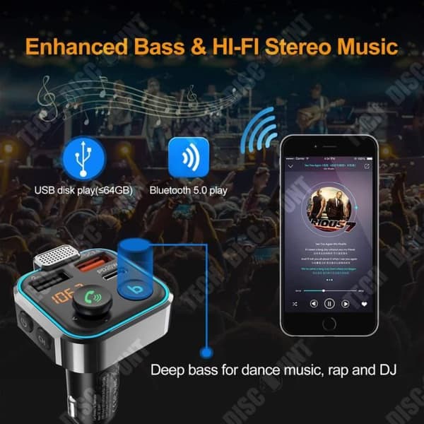 TD® BT23 bil MP3 bluetooth-spelare handsfree samtal U disk femvägs nyckel musik rytm FM-sändare används ofta