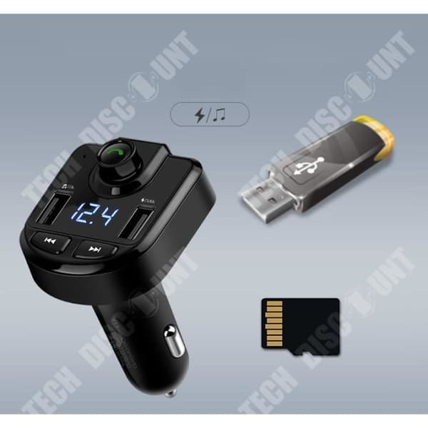 TD® bilcigarettändare 3.6A bil Bluetooth MP3-telefon Handsfree FM-spelare Sändare Laddare 12v Plugg - Silvertyp
