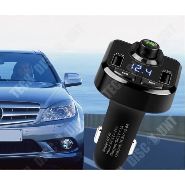 TD® bilcigarettändare 3.6A bil Bluetooth MP3-telefon Handsfree FM-spelare Sändare Laddare 12v Plugg - Silvertyp