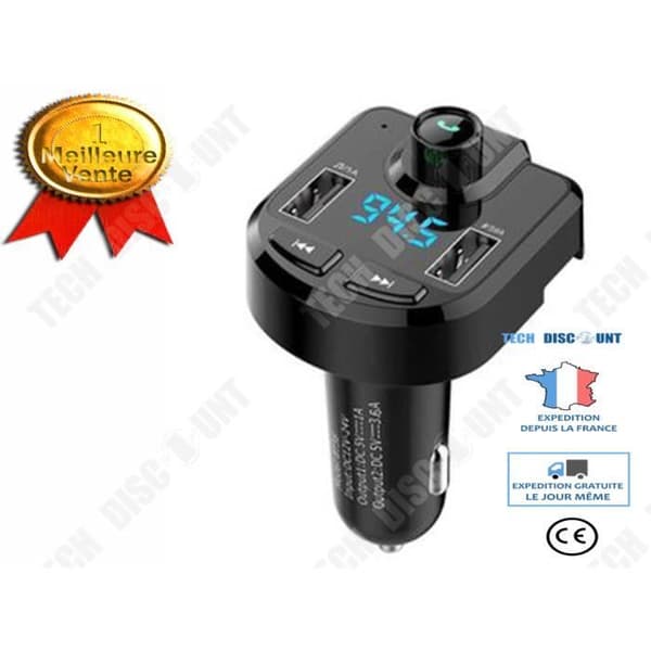 TD® bilcigarettändare 3.6A bil Bluetooth MP3-telefon Handsfree FM-spelare Sändare Laddare 12v Plugg - Silvertyp
