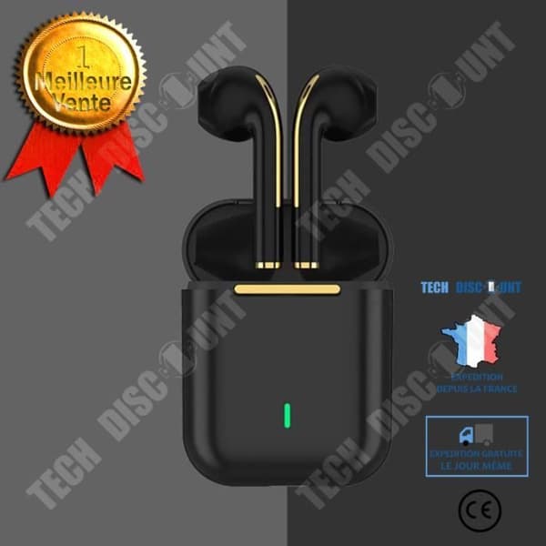 TD® trådlösa Bluetooth in-ear binaurala hörlurar Touch Control Pure Black