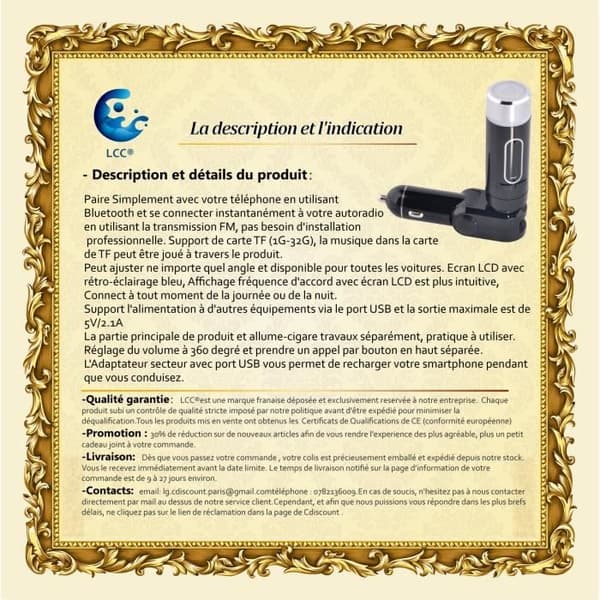 Kommunikationsadapter - LCC - Bluetooth FM Car Kit - Svart - Handsfree - LCD-skärm