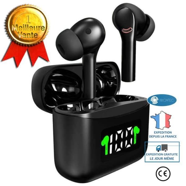 I® Wireless bluetooth headset kompatibelt in-ear svart sport vattentätt headset med lång batteritid