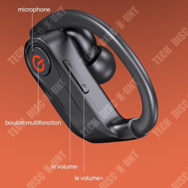 TD® trådlösa Bluetooth-hörlurar Hängande öra Sport Löpljudsreducering Lång batteritid