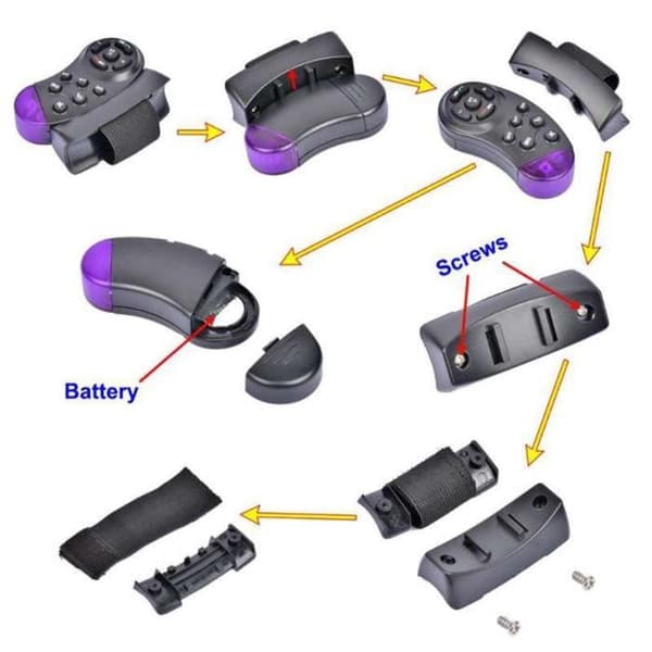 Trådlös fjärrkontroll - Bil - MP3 Controller - 11 nycklar - Svart + Lila - ASB
