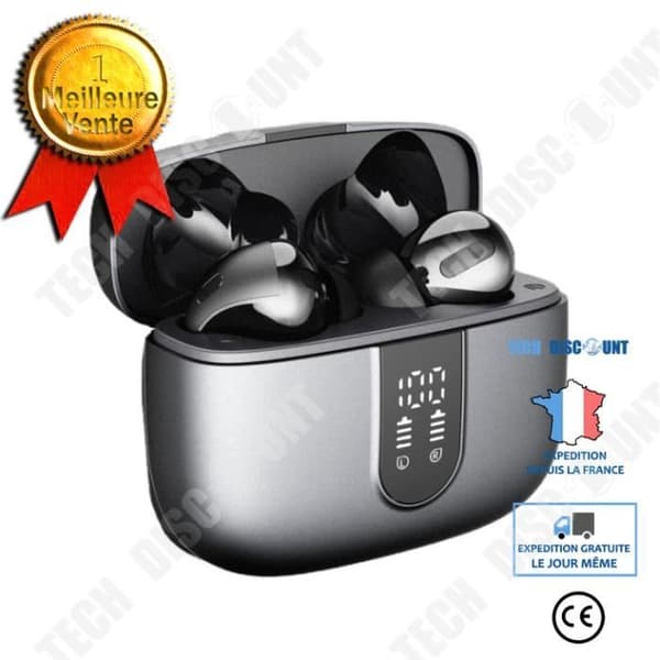 TD® Airoda 1536U Bluetooth-hörlurar Digital Display Batteri Öronproppar Autoparning AC Trådlöst bluetooth-headset