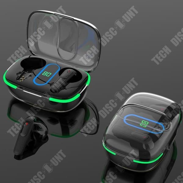 TD® trådlösa Bluetooth-hörlurar Bluetooth 5.3 Transparent fack Kompakt Smart Digital Display Dual-Motion hörlur