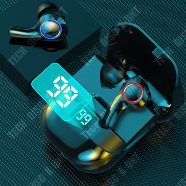 TD® trådlösa Bluetooth-hörlurar Bluetooth 5.2 Snygga batteri med lång livslängd Vattentät brusreducering digital display