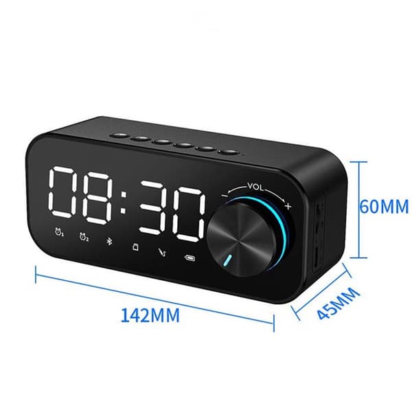Trådlös Bluetooth-spegelklocka, väckarklocka, portabel tidsmanagerare, plug-in, datorspelare, present