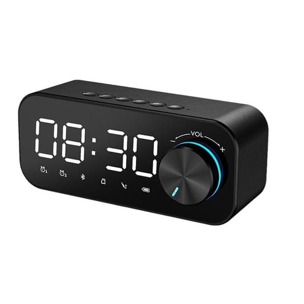 Trådlös Bluetooth-spegelklocka, väckarklocka, portabel tidsmanagerare, plug-in, datorspelare, present