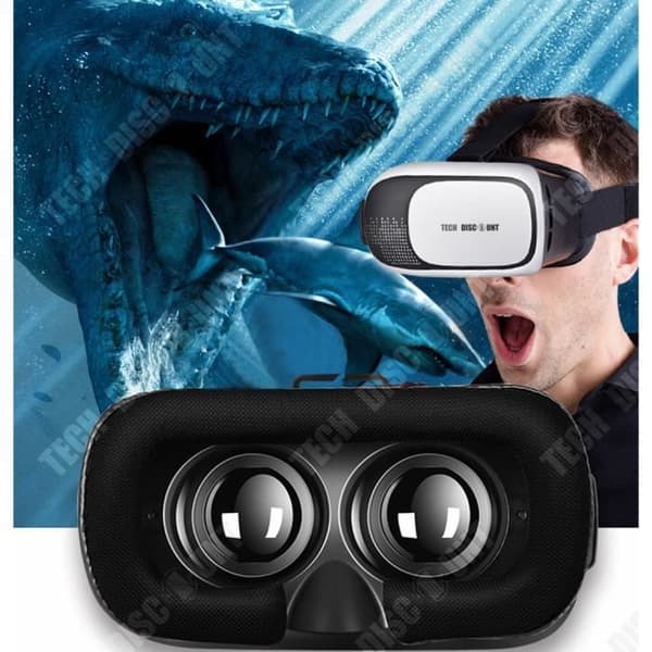 Svart vit blå 3D virtuell verklighetshjälm, smart telefonhörlurar, Bluetooth spel fjärrkontroll kontroller.