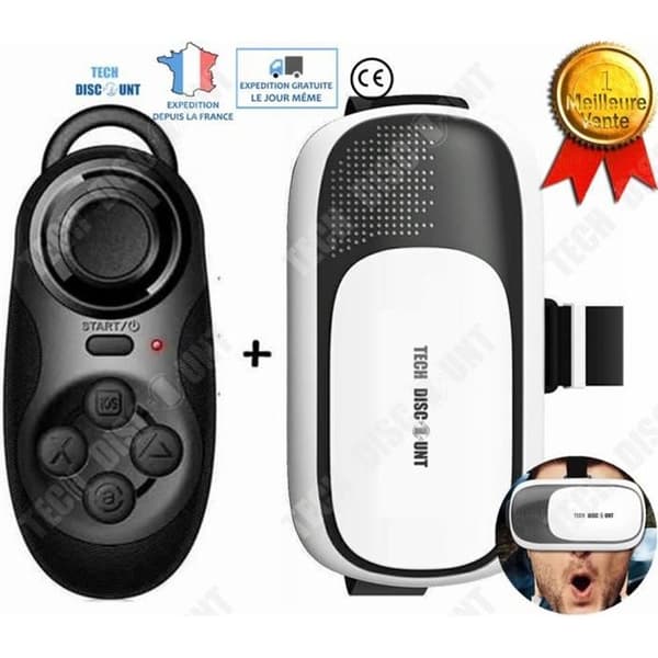 TD® Virtual Reality Headset Svart Vit Blå 3d Glasögon Headset Smarttelefon, Bluetooth-spelfjärrkontroll Videokontroll