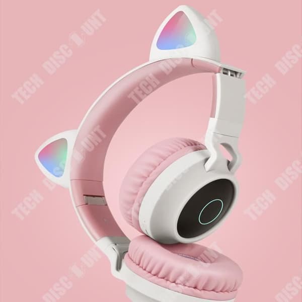 TD® Nya tecknade kattöron-hörlurar trådlösa huvudmonterade bluetooth-spelheadset i het stil