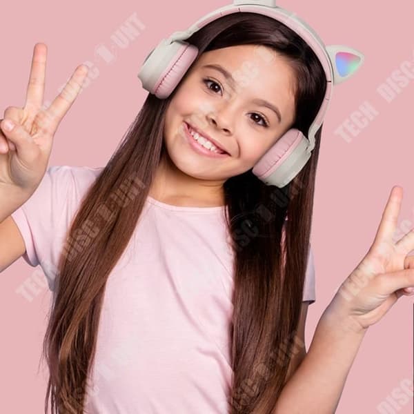 TD® Nya tecknade kattöron-hörlurar trådlösa huvudmonterade bluetooth-spelheadset i het stil