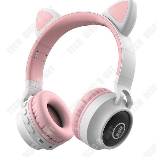TD® Nya tecknade kattöron-hörlurar trådlösa huvudmonterade bluetooth-spelheadset i het stil