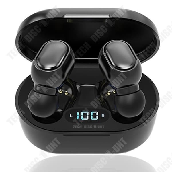 TD® Trådlösa Bluetooth-hörlurar Mini Sports Bluetooth-hörlurar LED Digital Display Mini Sport-hörlurar Svarta hörsnäckor