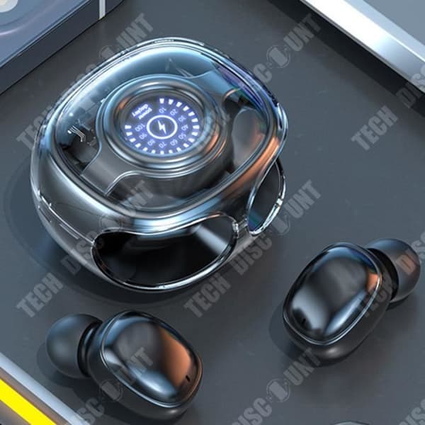 TD® Trådlösa Bluetooth-hörlurar Bluetooth 5.3 Transparent fack Smart digital display Brusreducering Hörlurar
