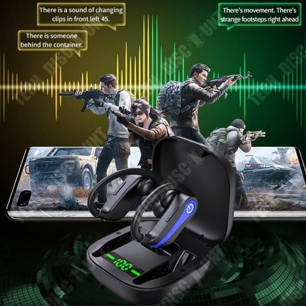 TD® trådlösa Bluetooth-hörlurar In-ear Sports Power Display Digital Display Brusreducering Universal