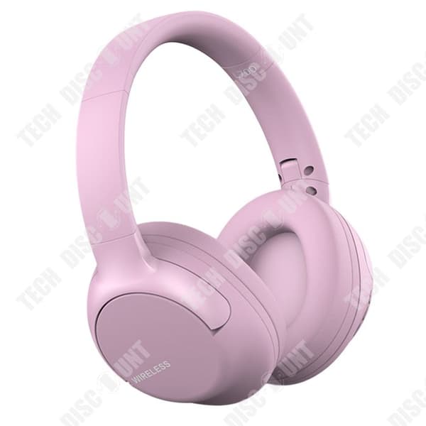 TD trådlösa Bluetooth-headset utrustat med Bluetooth 5.1-teknik, lätta, bekväma over-ear och hopfällbara, rosa ljudheadset