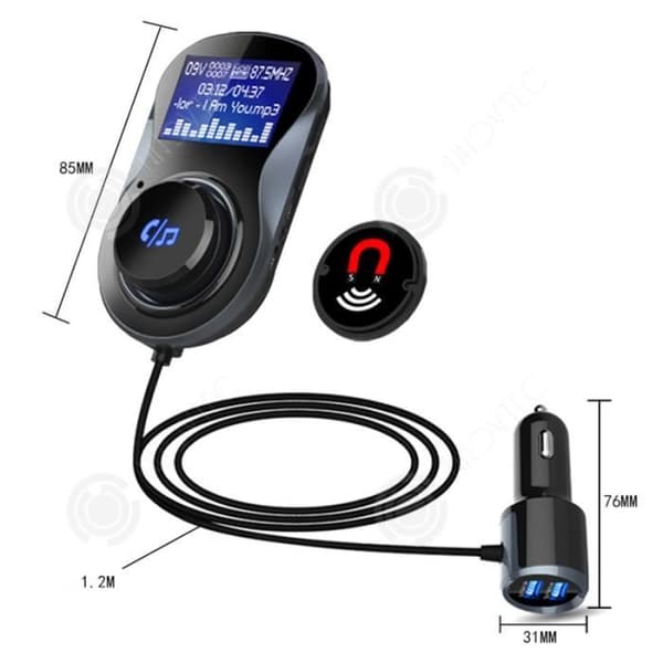 INN® Bil bluetooth mp3 bilsändare bil handsfree BC30B billaddare svart bil bluetooth spelare inter
