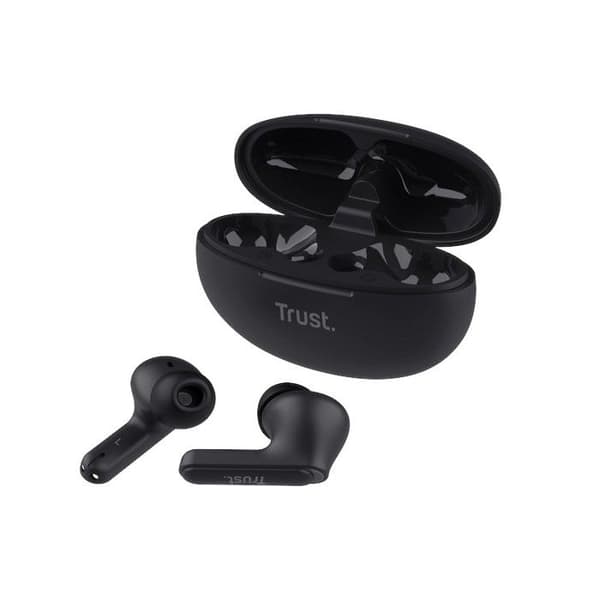 Trust Yavi ENC trådlösa Bluetooth-hörlurar, 85 % återvunnen plast, headset med brusreducerande mikrofoner - svart