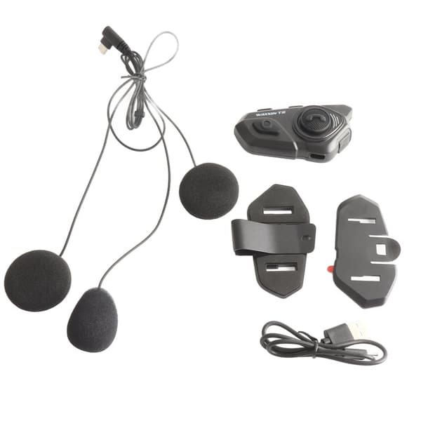 Moottoripyöräkypärän intercom, 30M Bluetooth-etäisyys, IP67 vesitiivis,musta