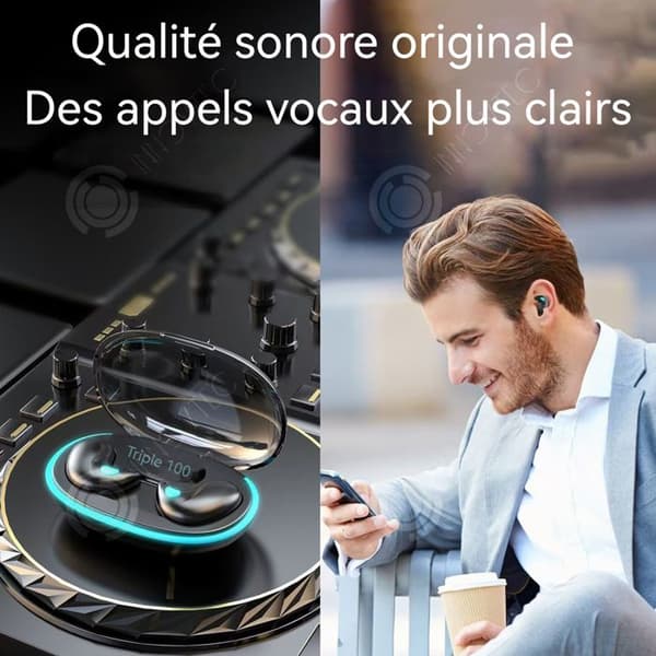 INN Bluetooth-hörlurar 5.3 dubbel överföringsräckvidd 10m vattentåliga ultra lång batteritid svart stä.