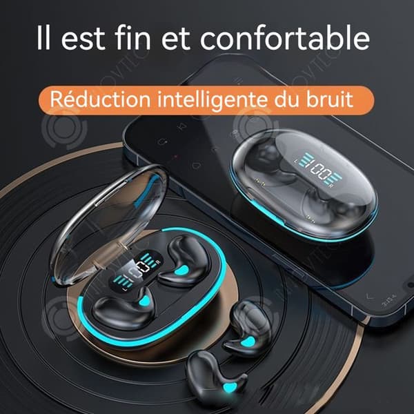 INN Bluetooth-hörlurar 5.3 dubbel överföringsräckvidd 10m vattentåliga ultra lång batteritid svart stä.