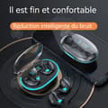 Miniatyrbild 2 av 4: INN Bluetooth-hörlurar 5.3 dubbel överföringsräckvidd 10m vattentåliga ultra lång batteritid svart stä.