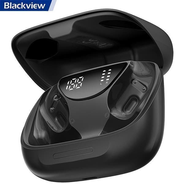 Casque Blackview AirBuds 200, Trådlösa hörlurar Bluetooth 5.4 för örat 500 mAh IP68 vattentåliga - Svart