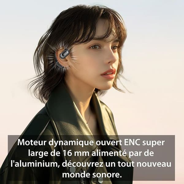 Casque Blackview AirBuds 200, Trådlösa hörlurar Bluetooth 5.4 för örat 500 mAh IP68 vattentåliga - Svart