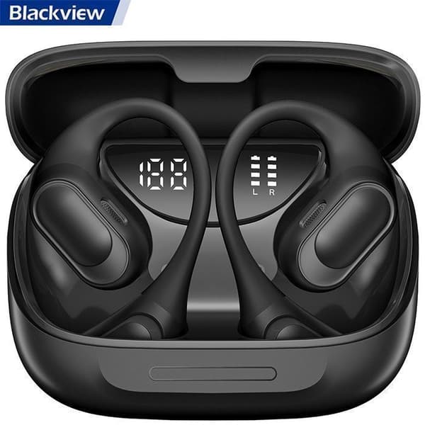 Casque Blackview AirBuds 200, Trådlösa hörlurar Bluetooth 5.4 för örat 500 mAh IP68 vattentåliga - Svart